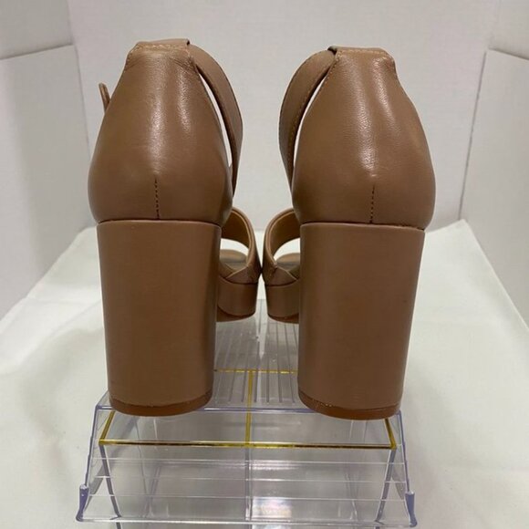 Naturalizer Platform Block Heel Sandals Tan Nude Leather Size 8 - Picture 5 of 12